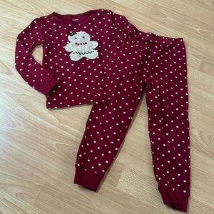 8/$25 Gymboree Gingerbread Red Polkadot 2 Piece Pajama Size 4